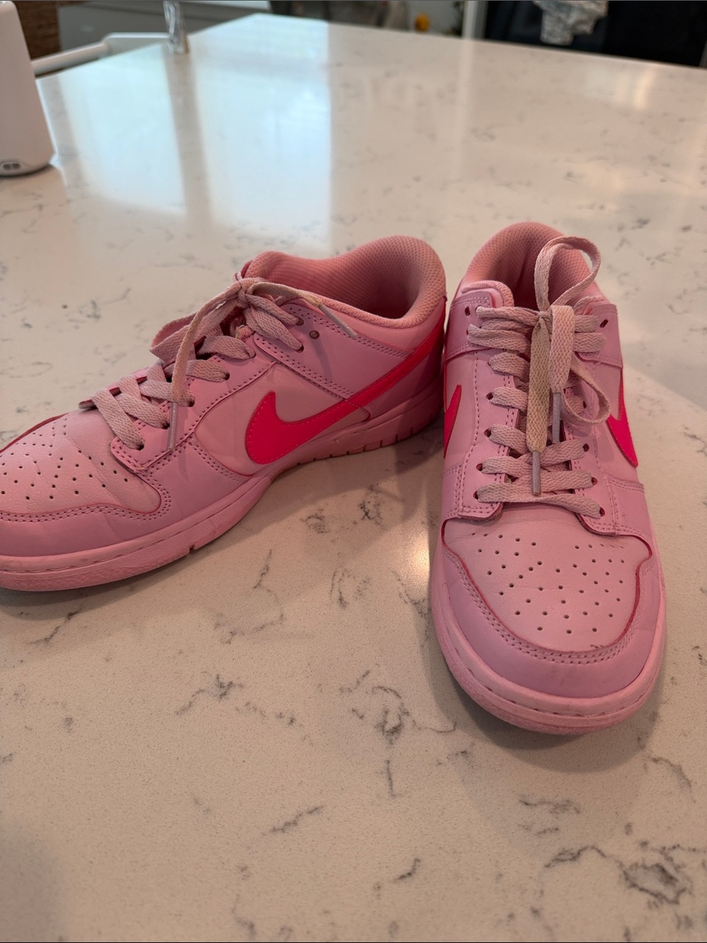 Nike Pink Low-Top Sneakers with Bright Pink Swoosh Size 7